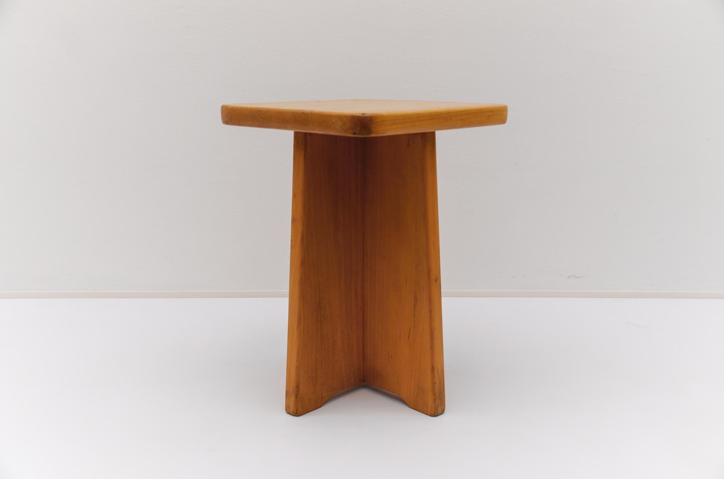 Set of 6 Oak Stools in the Style of Pierre Chapo, France, 1960s For Sale 9
