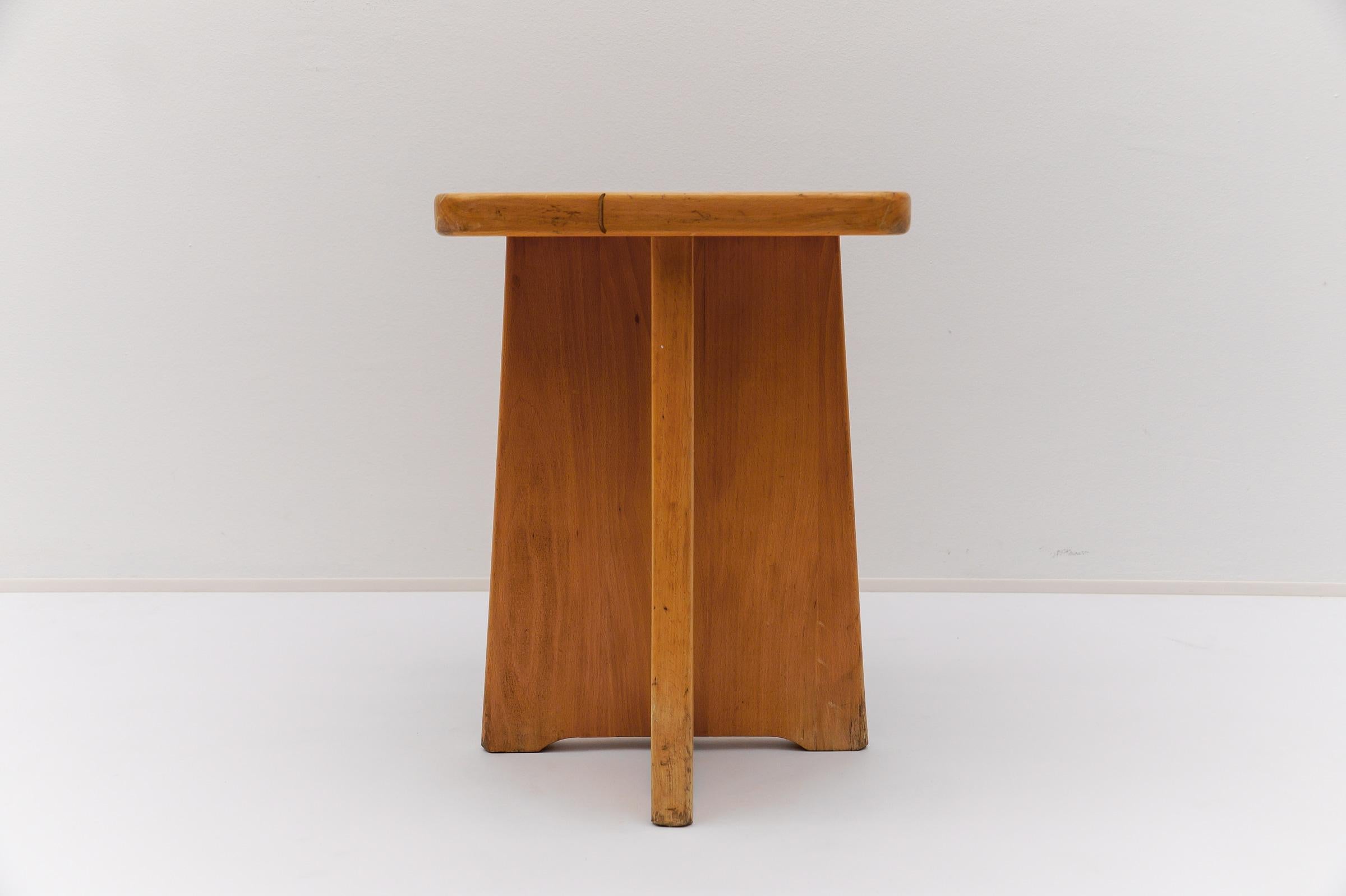 Set of 6 Oak Stools in the Style of Pierre Chapo, France, 1960s For Sale 14
