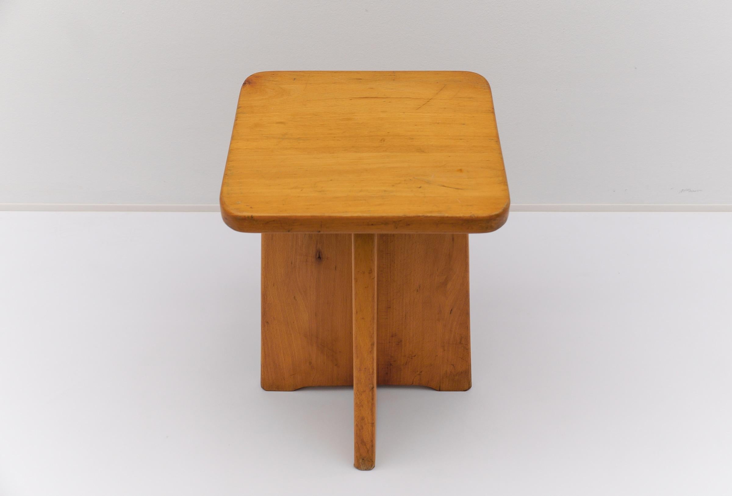 French Set of 6 Oak Stools in the Style of Pierre Chapo, France, 1960s For Sale