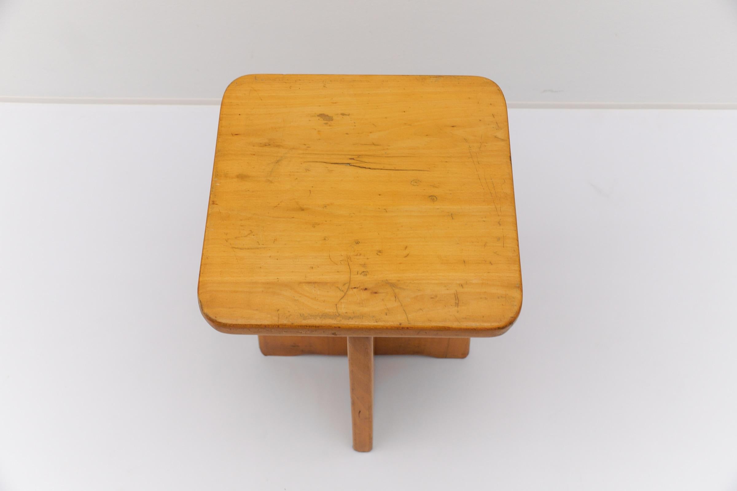 Set of 6 Oak Stools in the Style of Pierre Chapo, France, 1960s For Sale 1