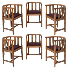Ensemble de 6 chaises à manger en chêne à tubes par Gordon Russell:: Angleterre:: vers 1930