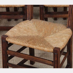 Set of 6 oak wicker chairs, French craftsmanship, 1950