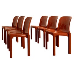 Set of 6 ocher chairs - Vico Magistretti - Itay 70s
