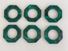 Juego de 6 servilleteros octogonales de malaquita de Marcela Cure