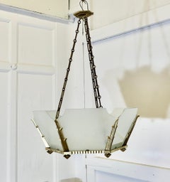 Set of 6 Odeon Style Opalescent Hanging Light Shades  Stylish Art Deco