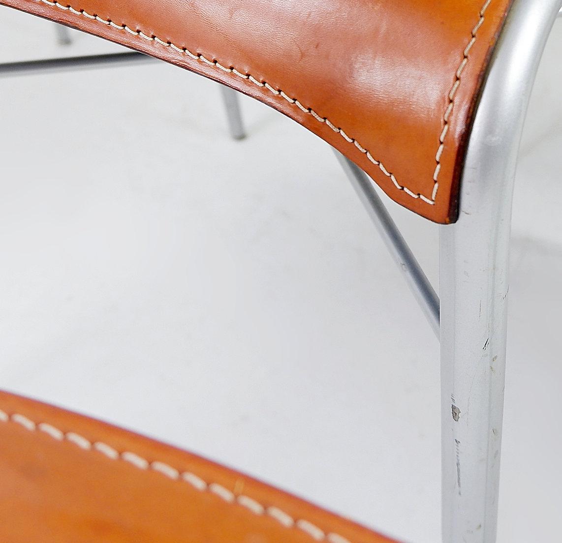Set of 6 of italian vintage Arrben dining chairs, 1980s - Cognac Leather For Sale 4