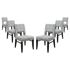 Set of 6 OFS Brand Kravet Fabric Black White Contemporary Modern Dining Chairs