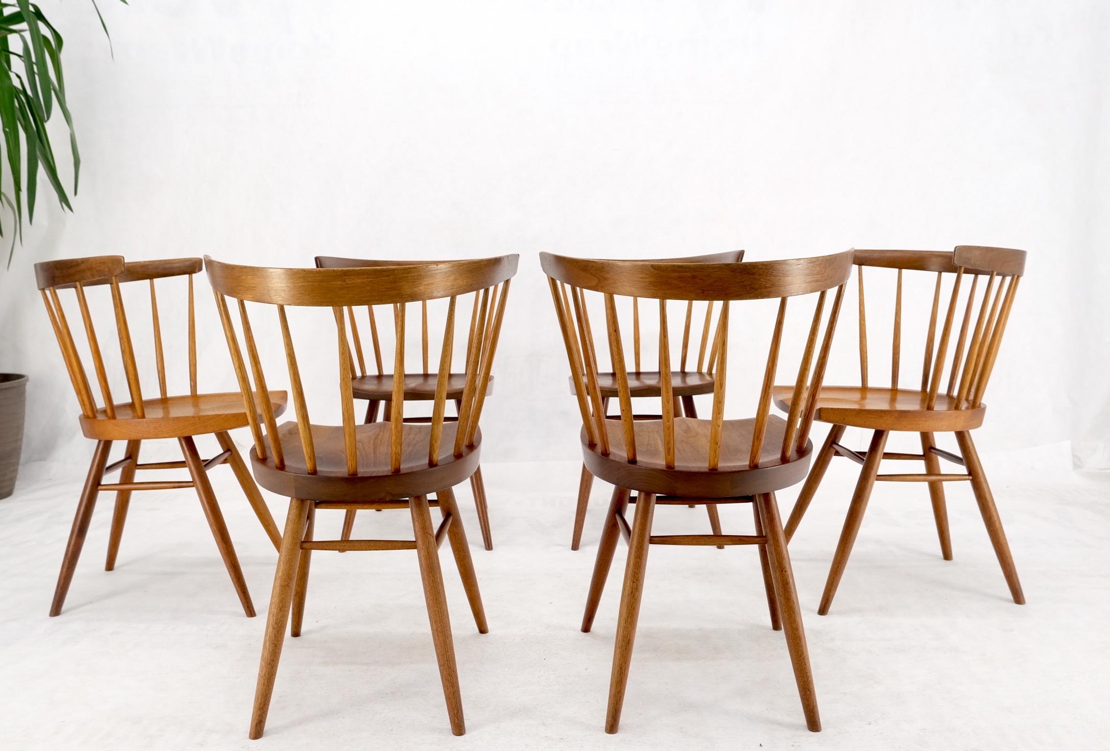 Set of 6 Oiled Walnut Spindle Back Dining Chairs by George Nakashima For Sale 7