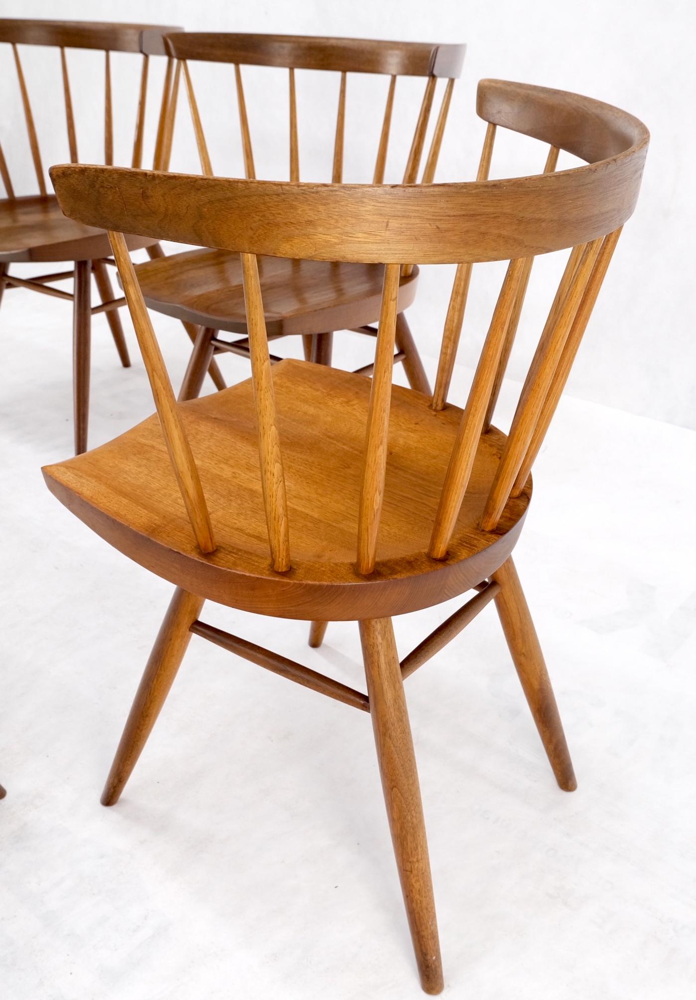 Set of 6 Oiled Walnut Spindle Back Dining Chairs by George Nakashima For Sale 9