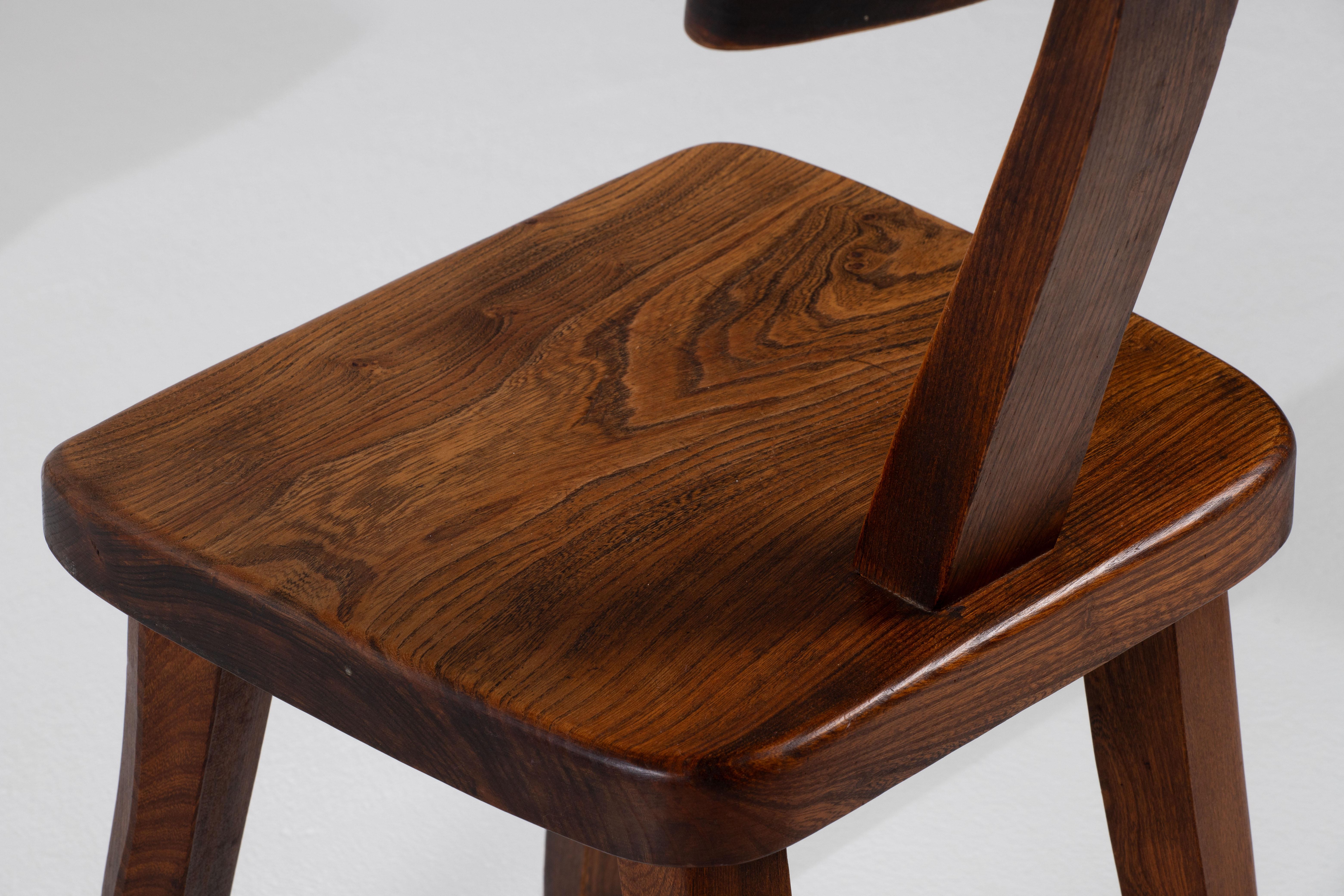 Brutalist Set of 6 Olavi Hänninen Solid Wood Chairs - T chairs