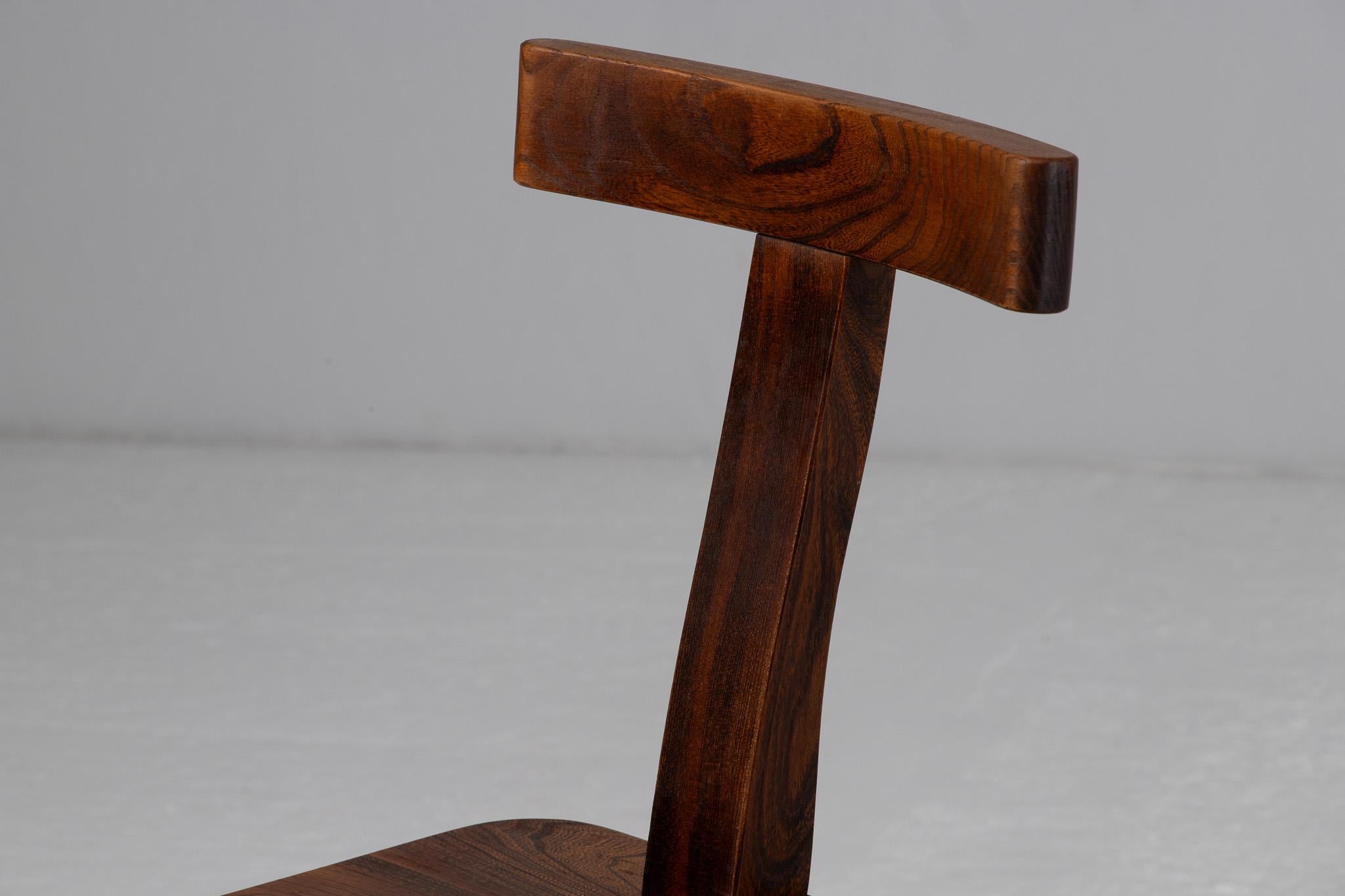 Brutalisme Set of 6 Olavi Hänninen Solid Wood Chairs - T chairs en vente