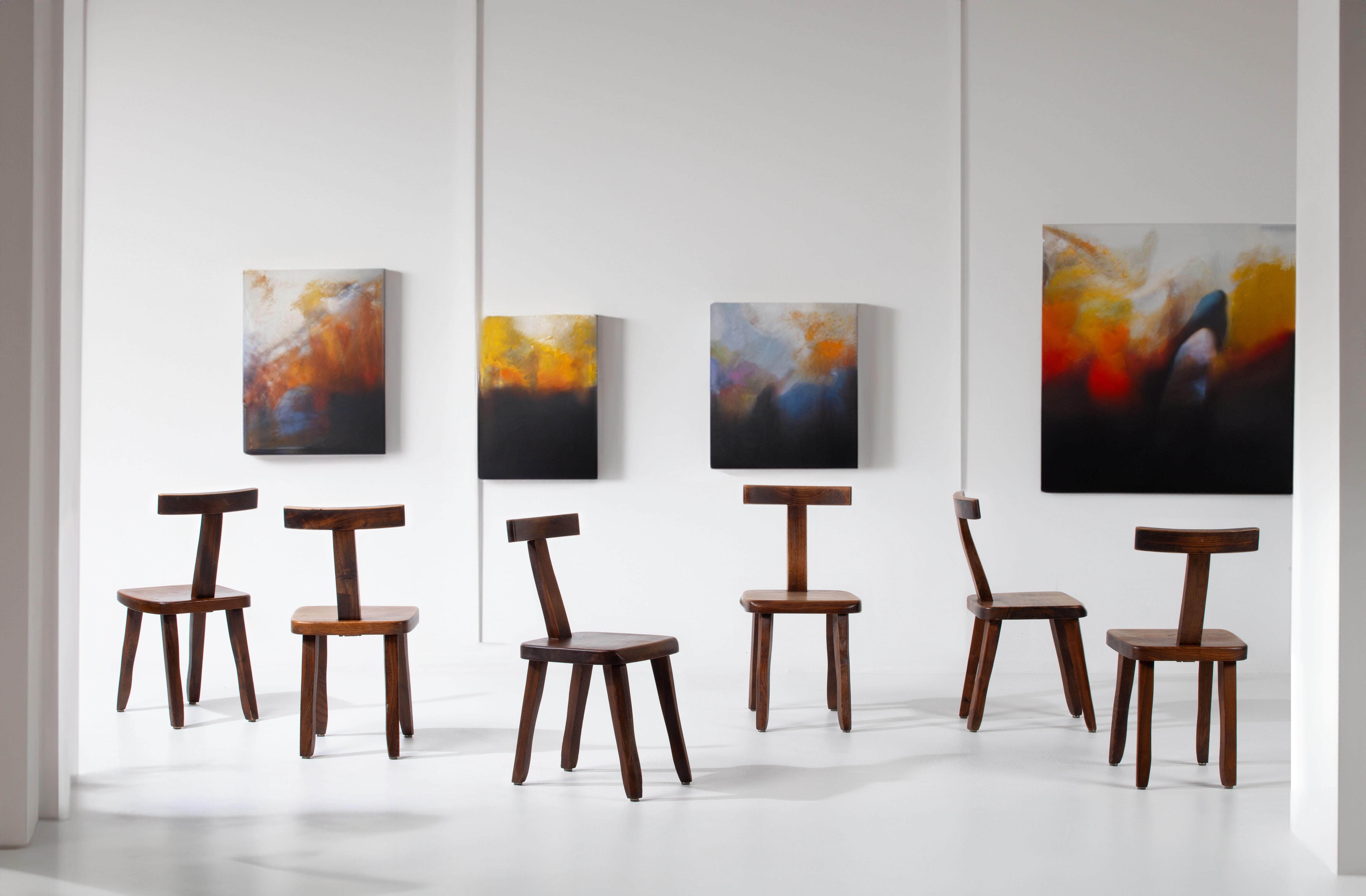 Mid-20th Century Set of 6 Olavi Hänninen Solid Wood Chairs - T chairs