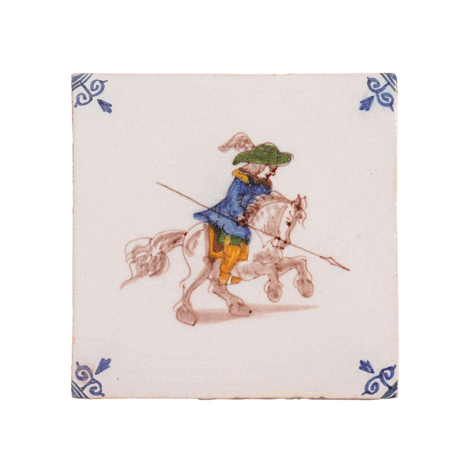 19th Century Set of 6 Old Dutch Hand Painted Delft Tiles by Royal Tichelaar Makkum, c. 1880 For Sale