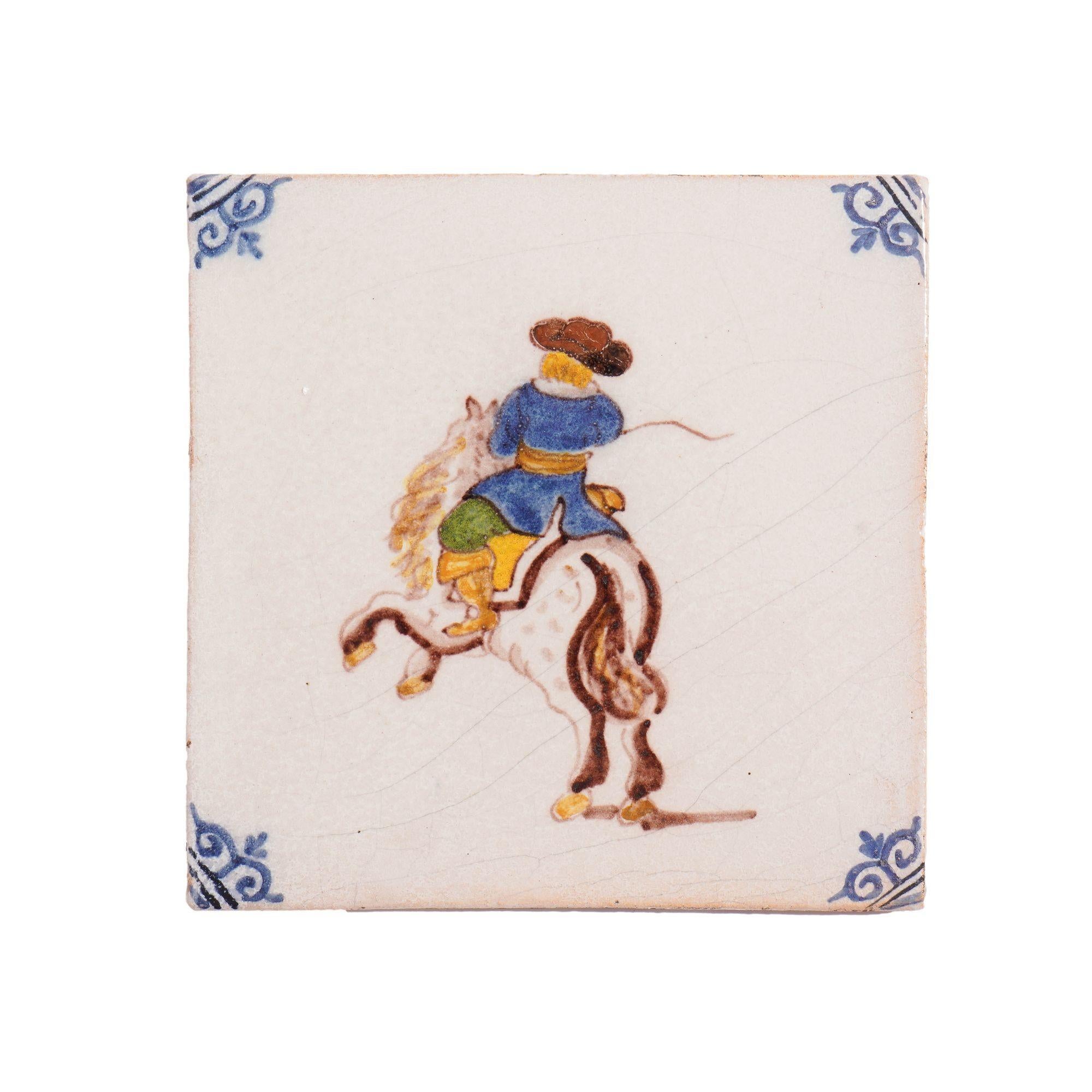Set of 6 Old Dutch Hand Painted Delft Tiles by Royal Tichelaar Makkum, c. 1880 For Sale 1