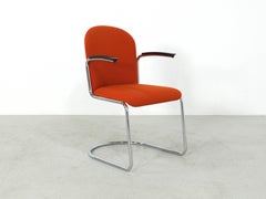 Set of Six Orange Cantilever Chairs from WH Gispen Model 413 R, Dutch Originals