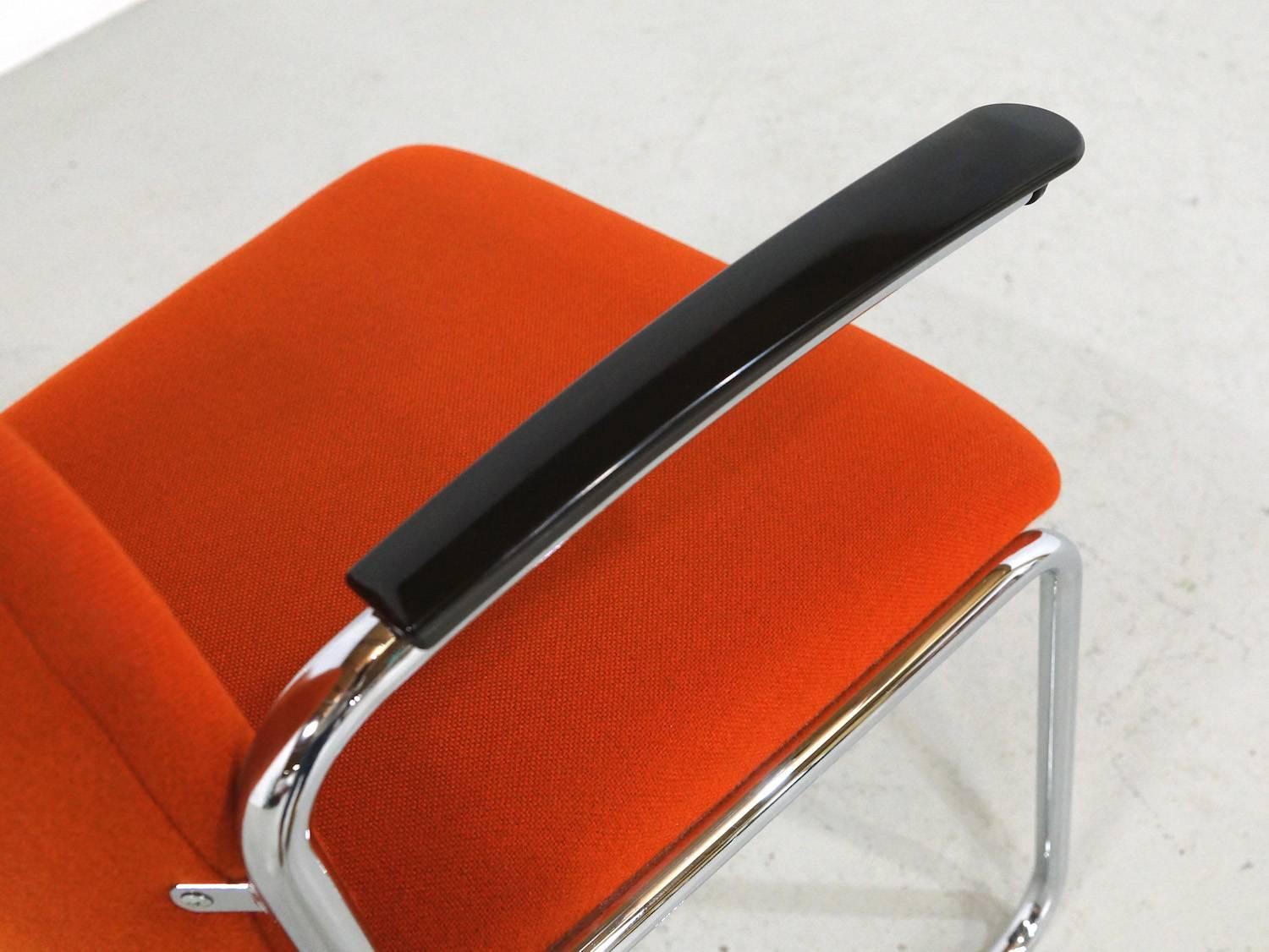 Set of Six Orange Cantilever Chairs from WH Gispen Model 413 R, Dutch Originals For Sale 3