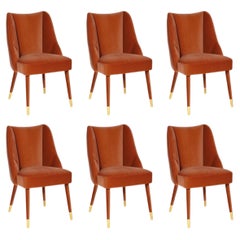 Set of 6 Organic nature-inspired red velvet Figueroa chair by InsidherLand
