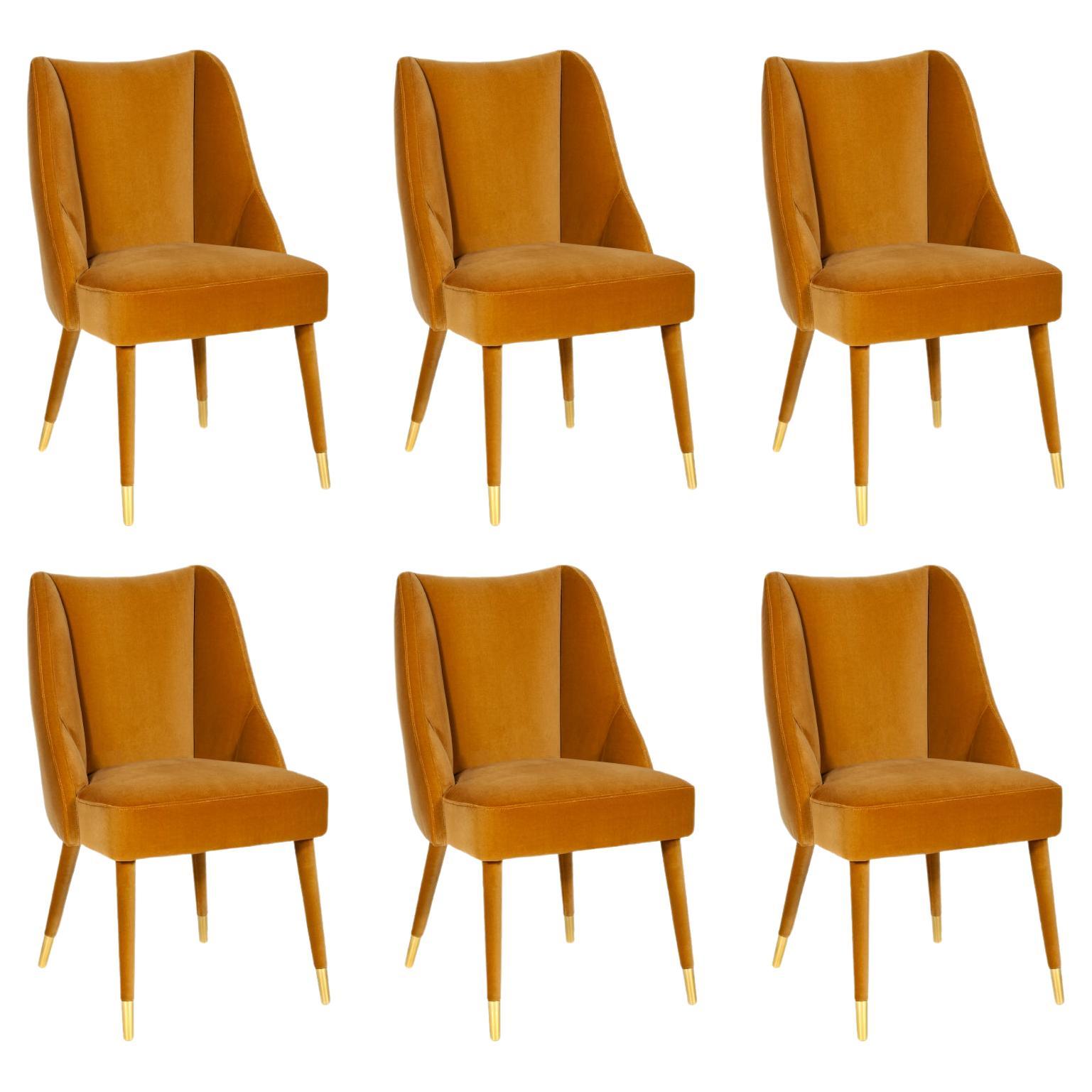 Set of 6 Organic nature-inspired velvet Figueroa dining chair by InsidherLand