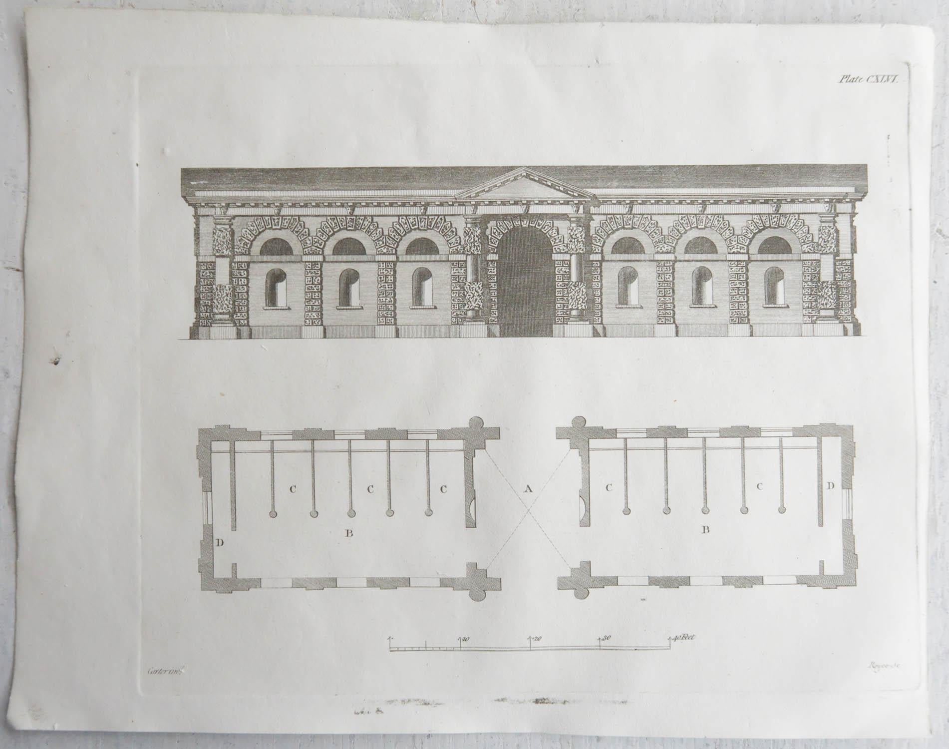 Merveilleux ensemble de 6 gravures architecturales

Gravures sur cuivre d'après les dessins architecturaux anciens originaux de L.A.

Publié par H. Hogg.

Non daté mais les filigranes sur le papier indiquent la date de 1813.

Non encadré et non