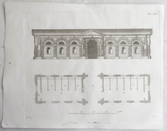 Ensemble de 6 estampes architecturales originales et anciennes d'après L.Carter. C. 1813