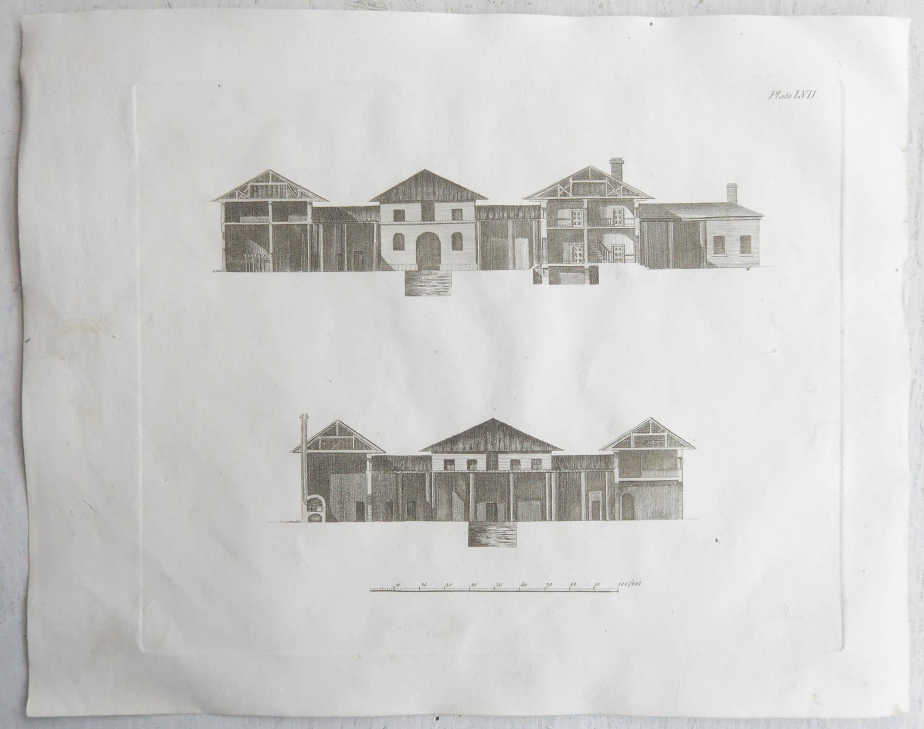 Autre Ensemble de 6 estampes architecturales originales et anciennes d'après L.Carter. C. 1813 en vente