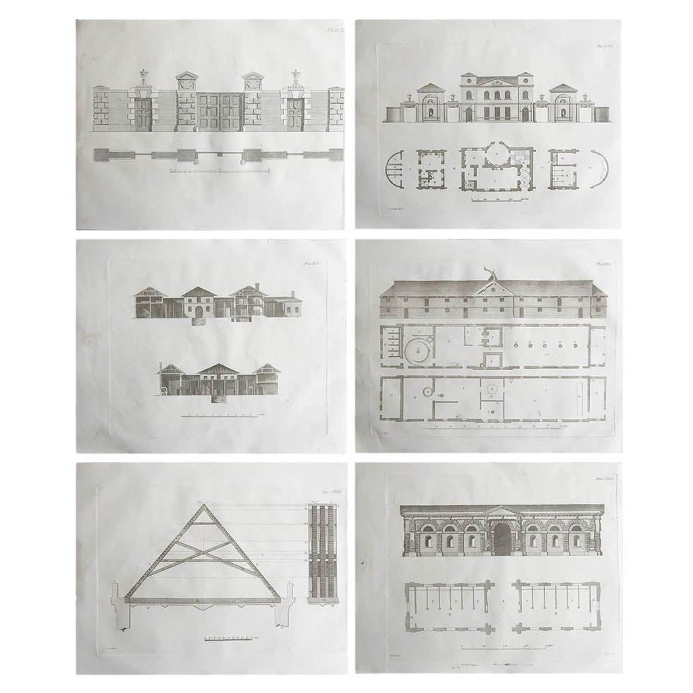 Set of 6 Original Antique Architectural Prints After L.Carter. C. 1813