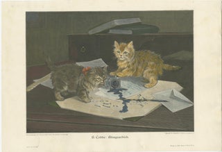 Set of 6 Original Antique Cat Prints made after paintings, circa 1898, view 4