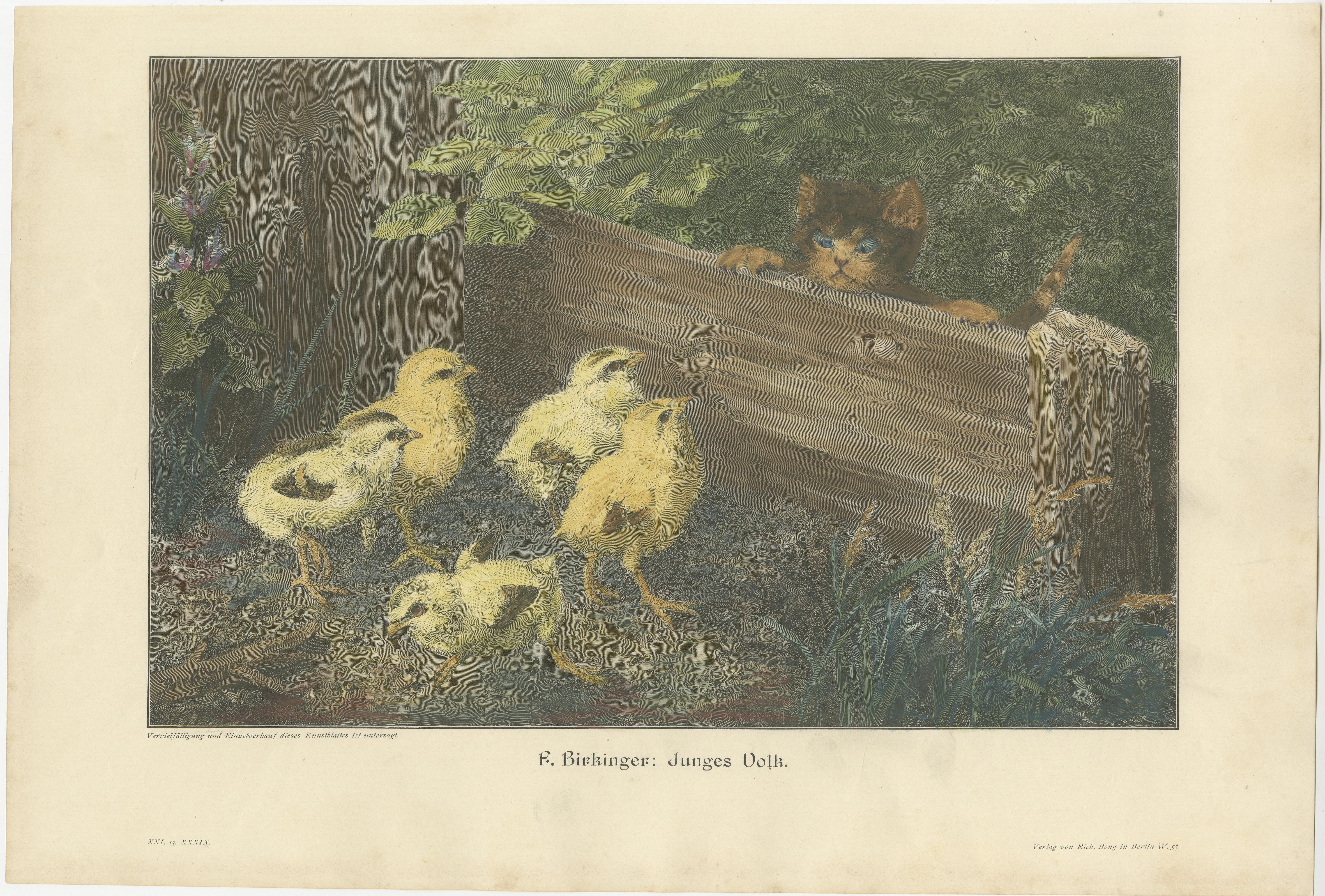 Papier Ensemble de 6 gravures anciennes originales de chats d'après des peintures, vers 1898 en vente