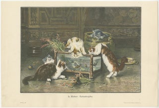 Set of 6 Original Antique Cat Prints made after paintings, circa 1898, view 7