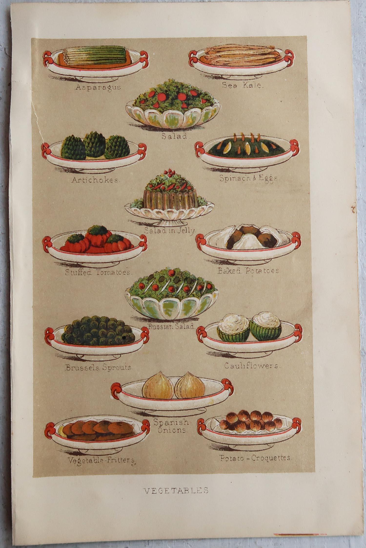 Set of 6 Original Antique Food Related / Cookery Prints. C.1890 In Good Condition In St Annes, Lancashire