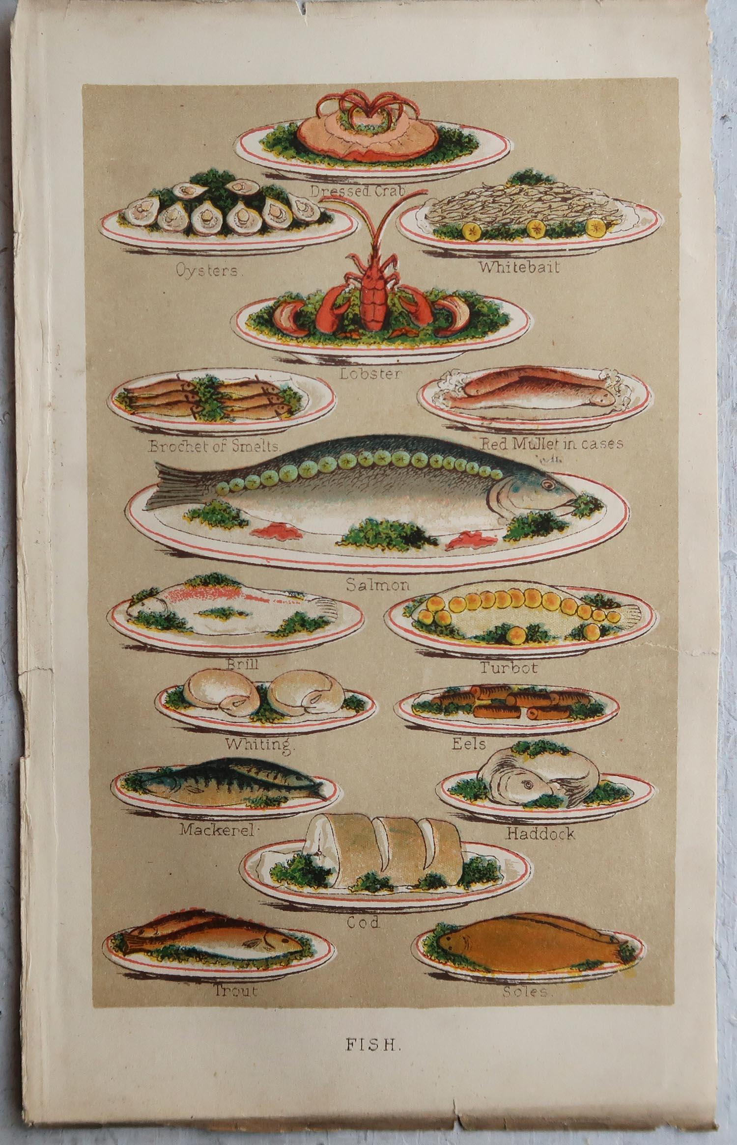 Paper Set of 6 Original Antique Food Related / Cookery Prints. C.1890
