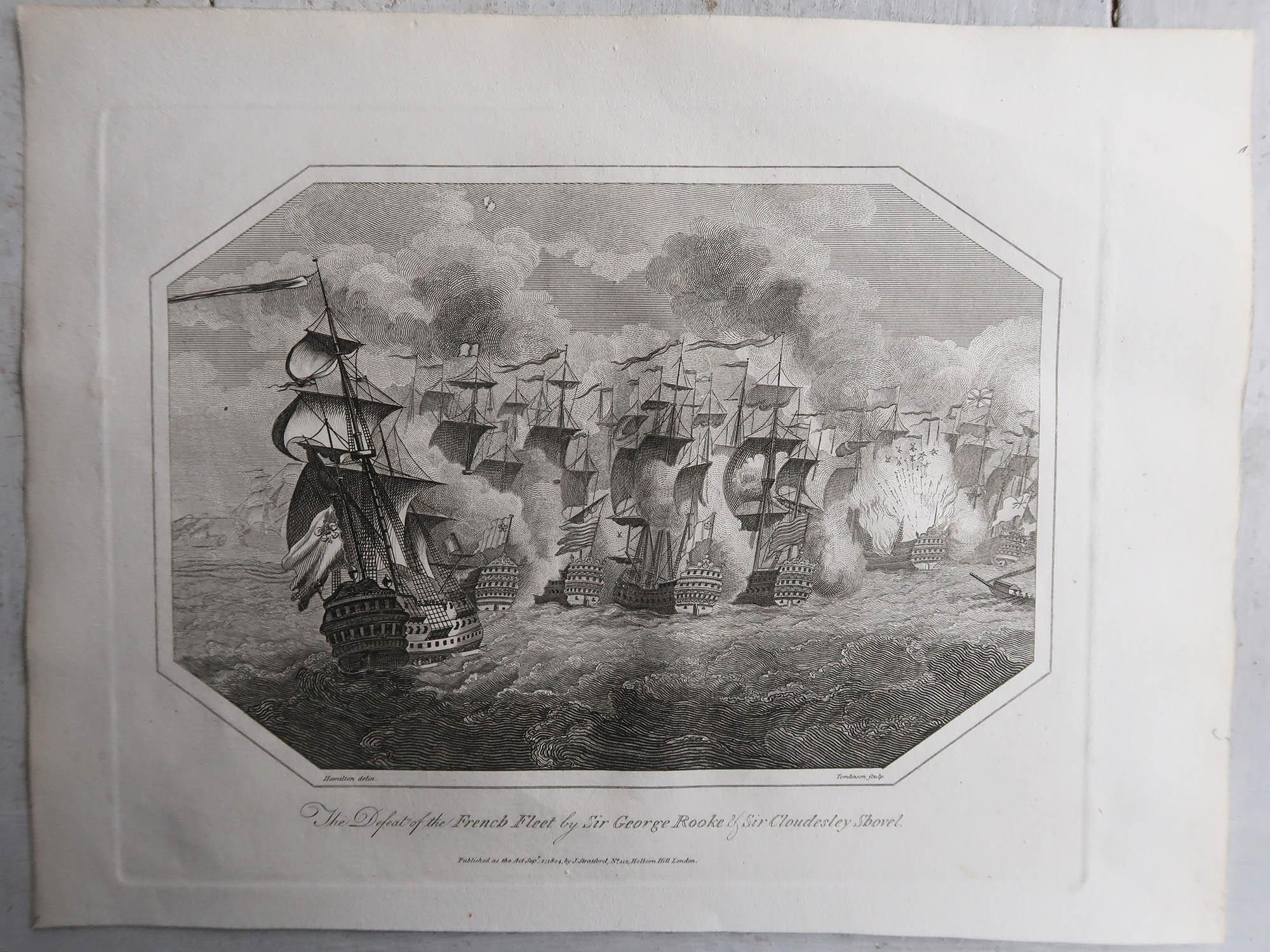 Great set of sea battles

Copper-plate engravings. 

Published by J.Stratford, London.

Dated 1803

Unframed.

Free shipping.