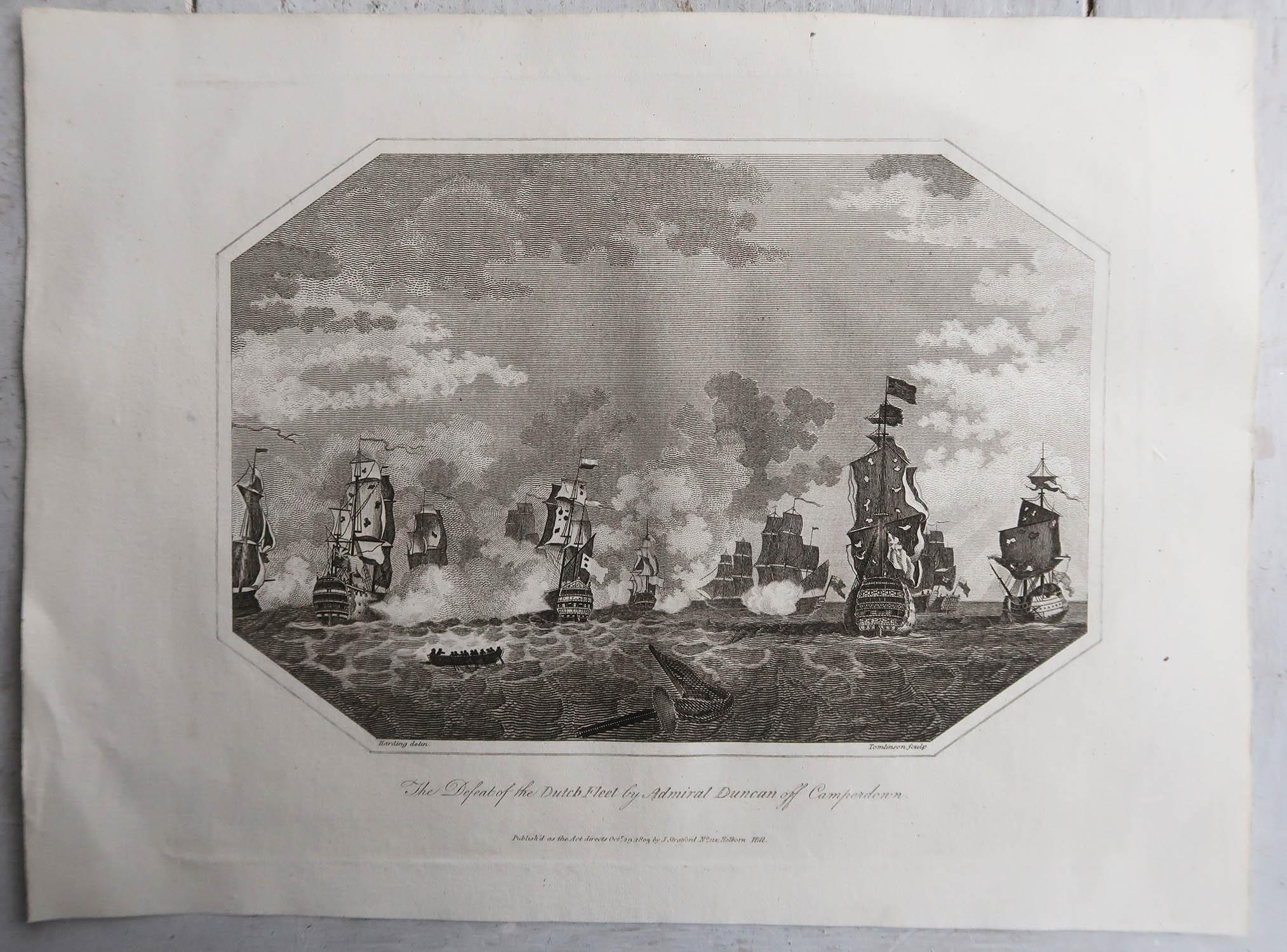 English Set of 6 Original Antique Marine Prints-Famous Sea Battles. Dated 1803 For Sale