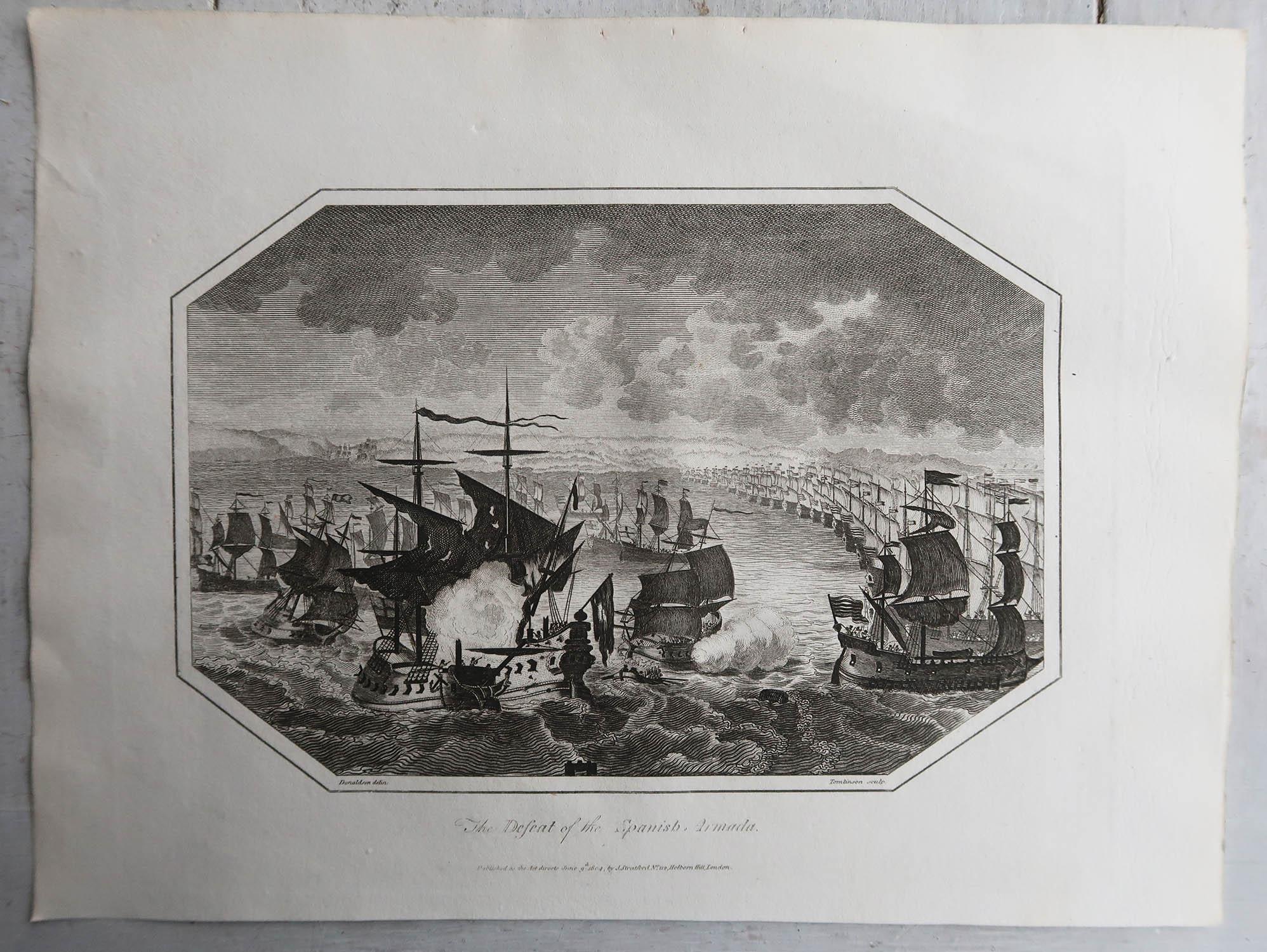 Set von 6 originalen antiken Marinedrucken-Famous Sea Battles. Datiert 1803 (Sonstiges) im Angebot
