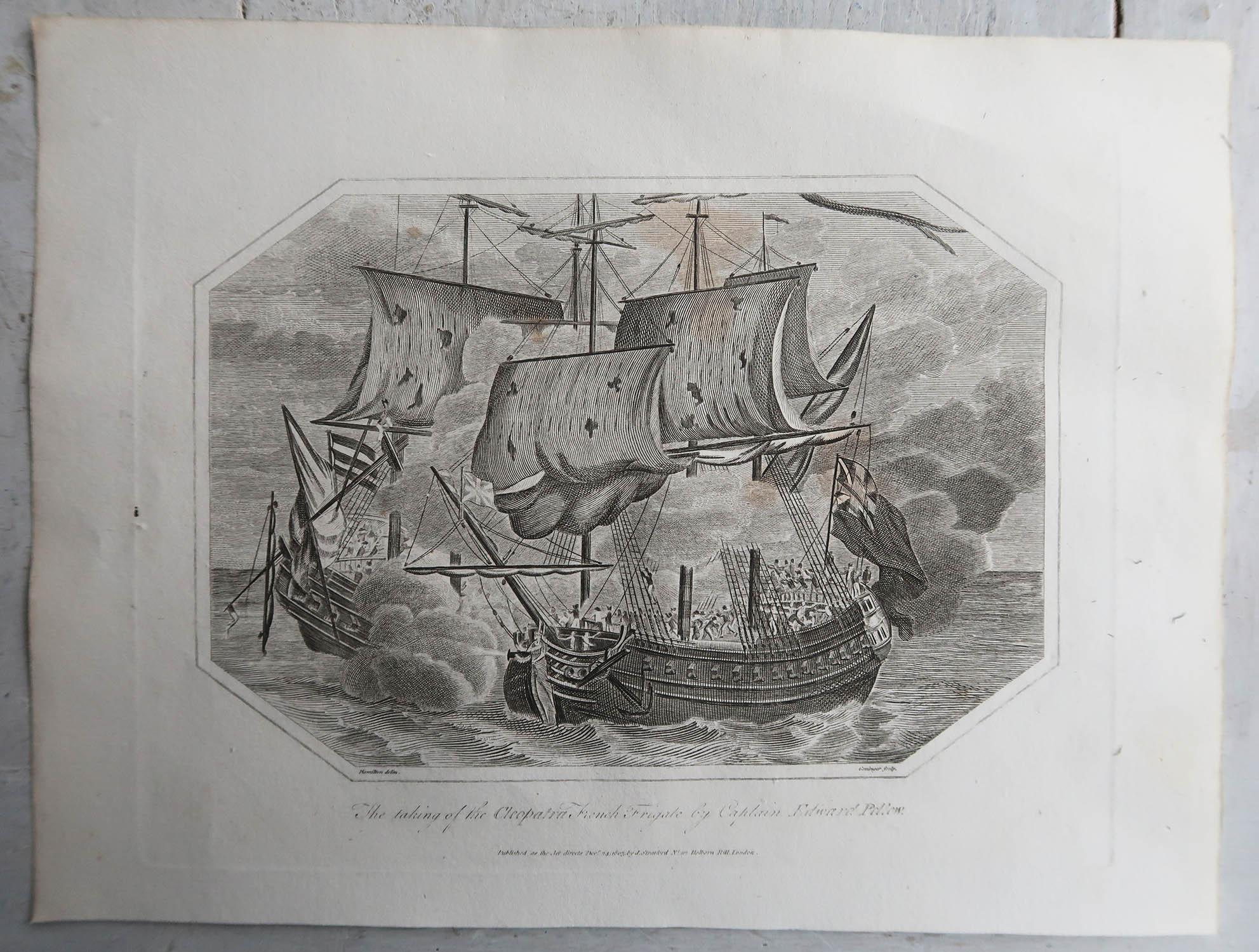 Set von 6 originalen antiken Marinedrucken-Famous Sea Battles. Datiert 1803 (Frühes 19. Jahrhundert) im Angebot