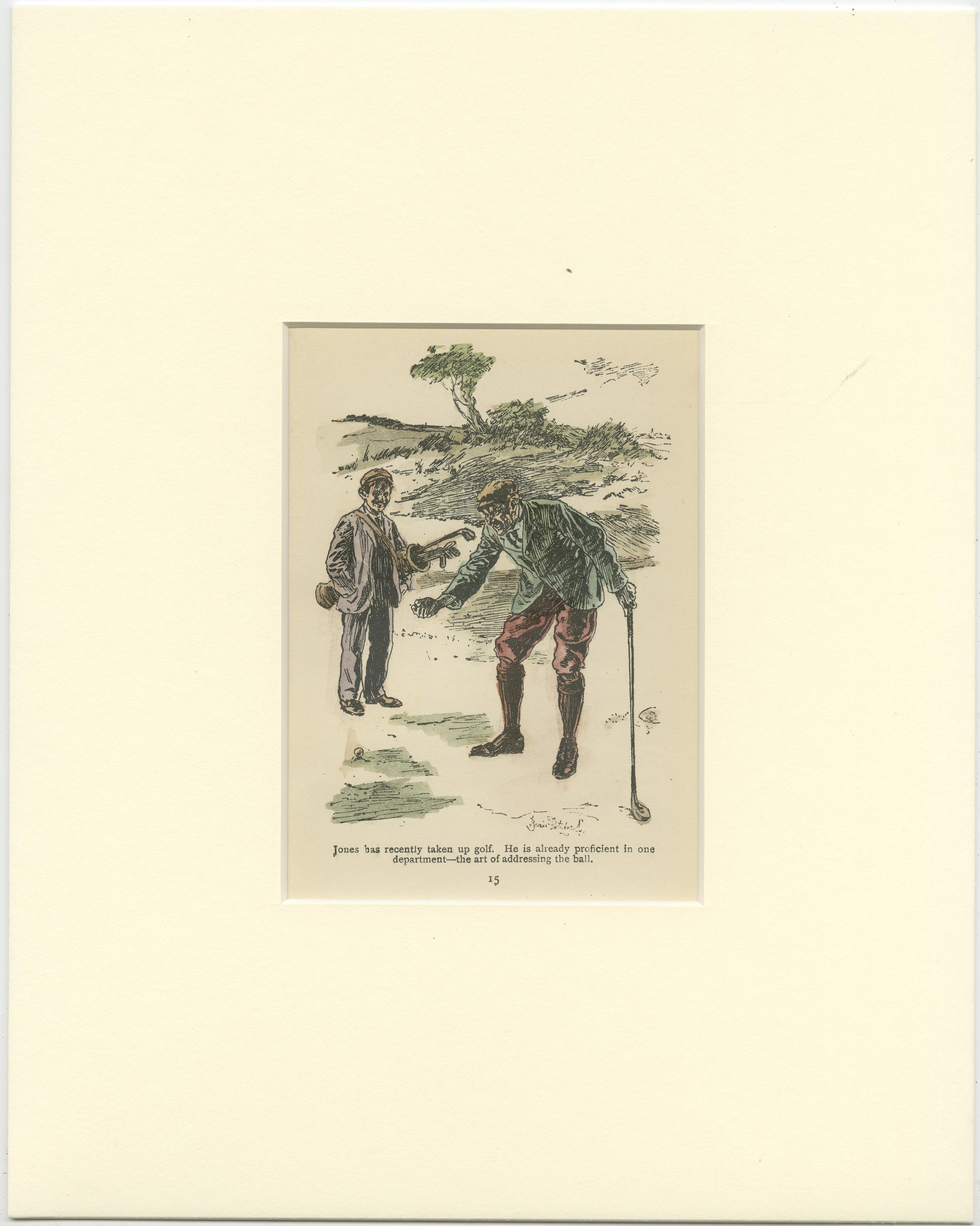 Set of 6 Original Antique Prints of Golf Scenes In Good Condition For Sale In Langweer, NL