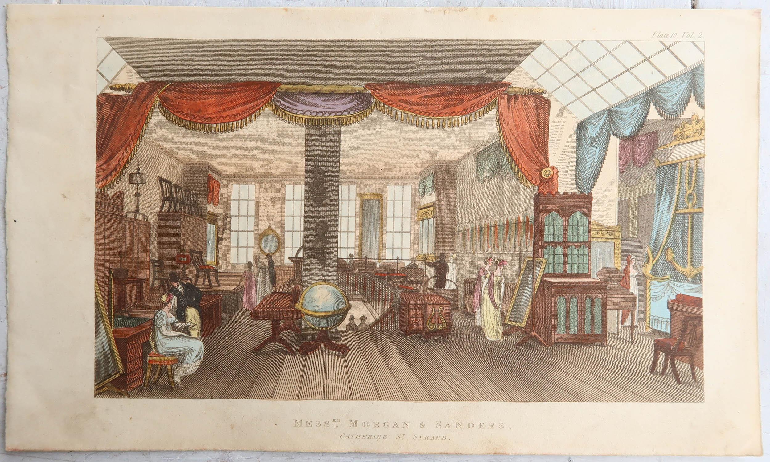 Other Set of 6 Original Antique Prints of London Shop Interiors, Dated 1809