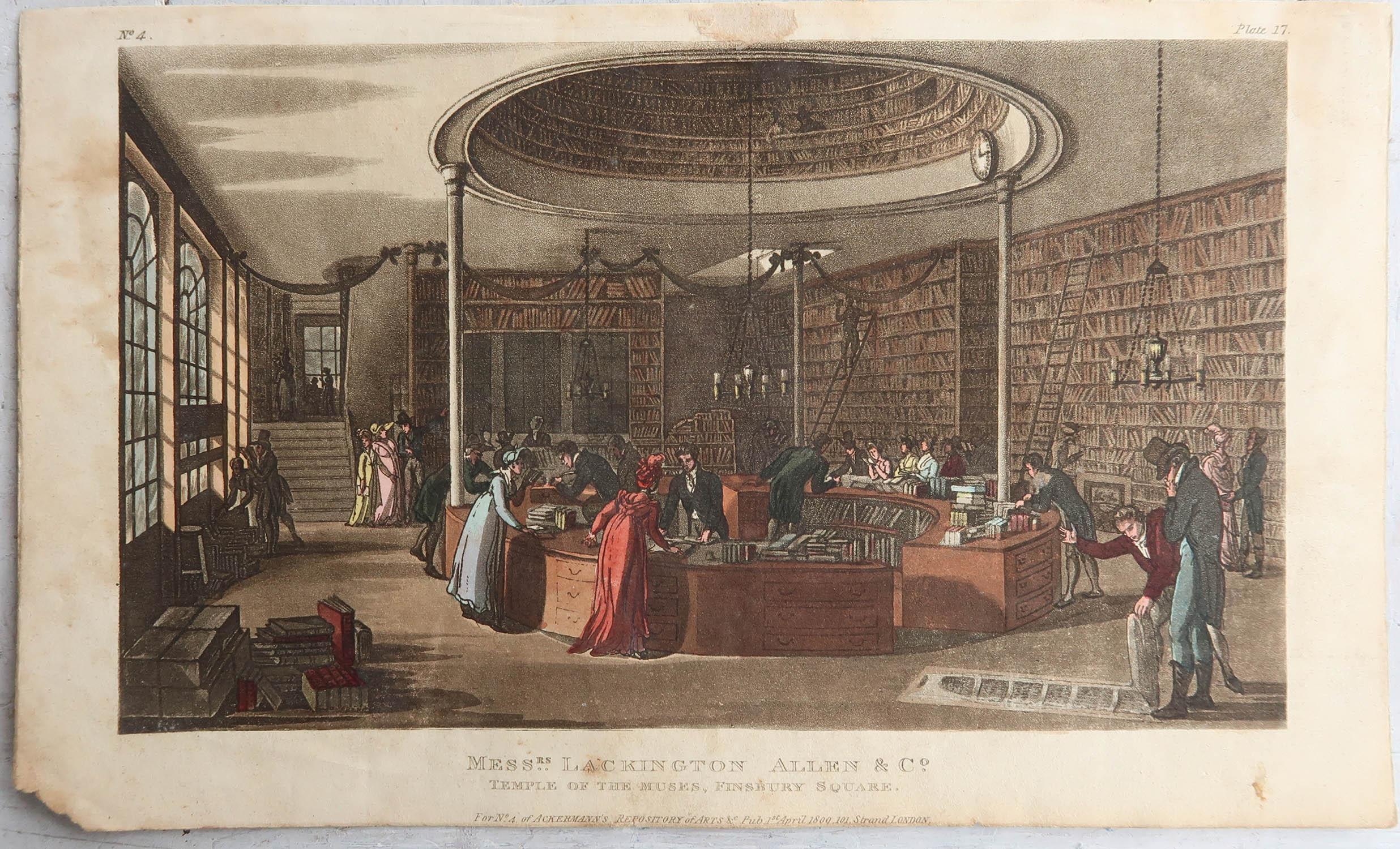 Set of 6 Original Antique Prints of London Shop Interiors, Dated 1809 In Good Condition In St Annes, Lancashire