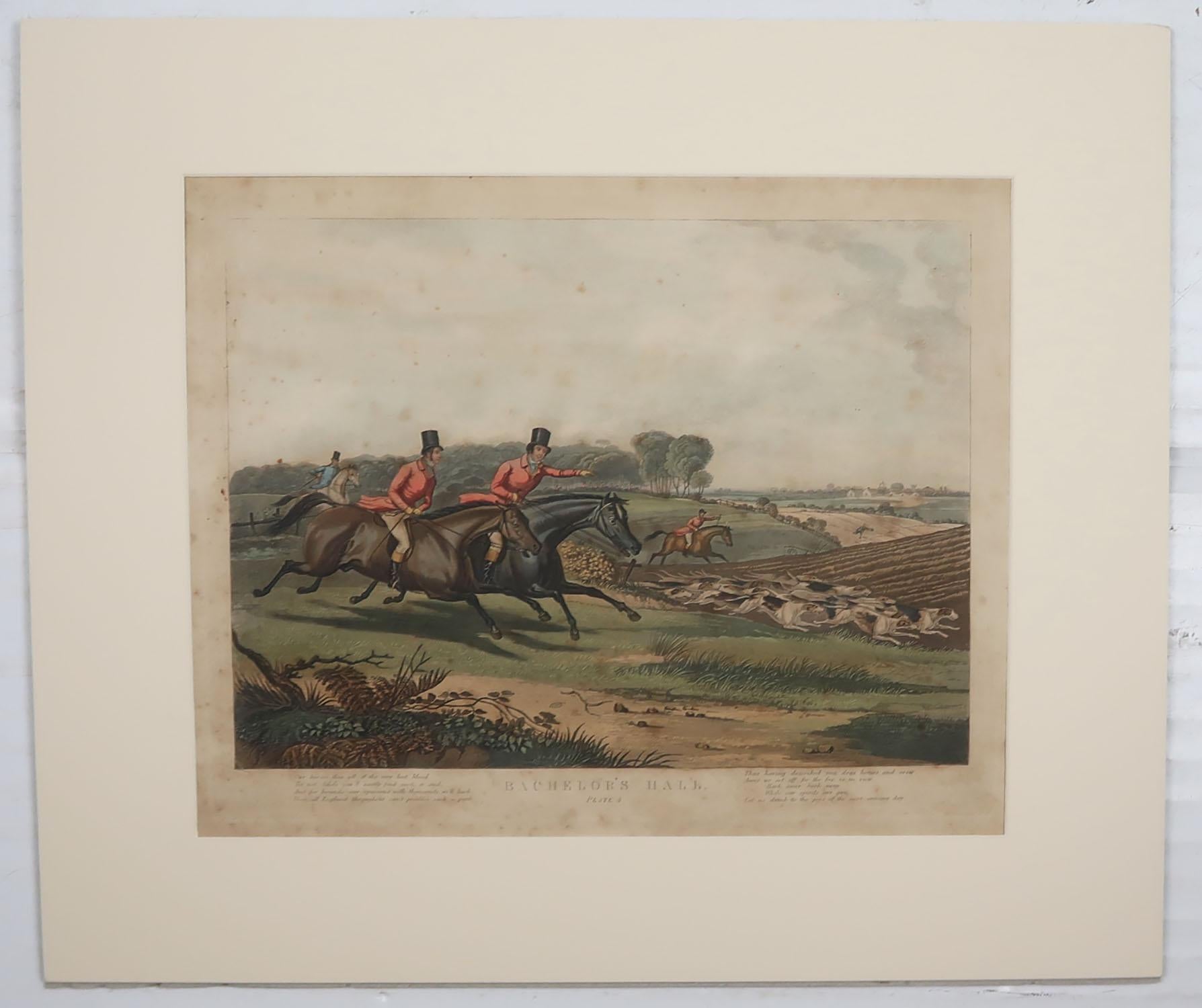 Paper Set of 6 Original Antique Sporting Prints After Turner, Early 19th Century