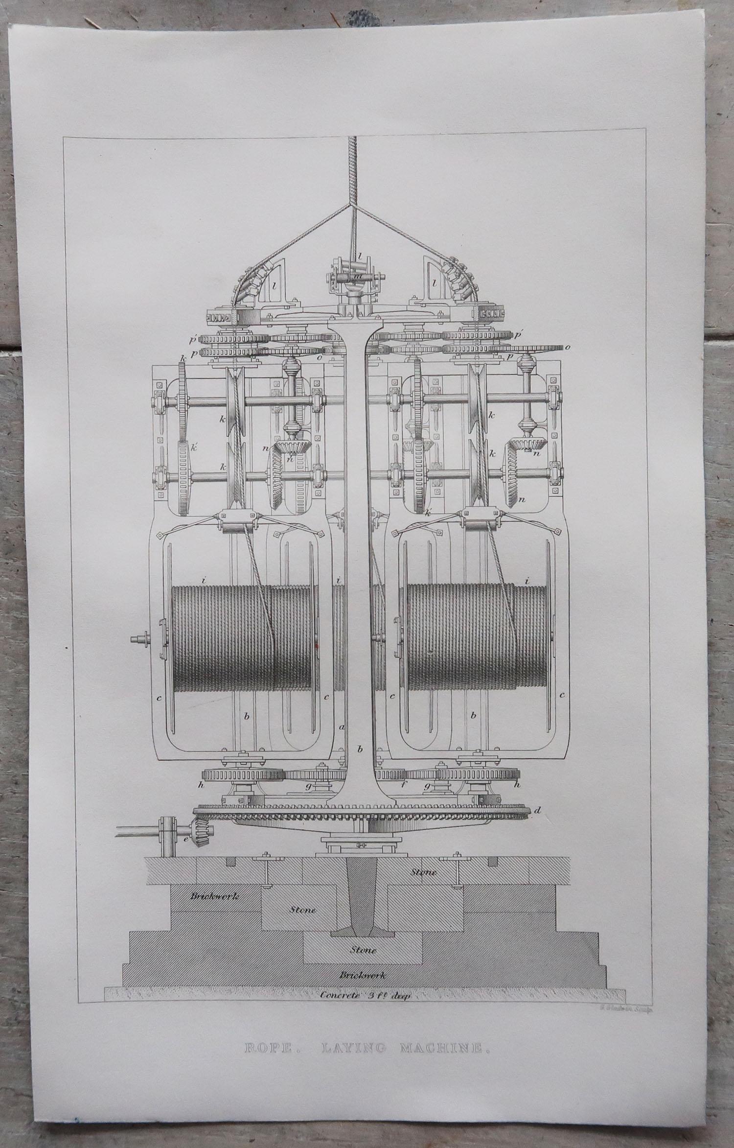 Other Set of 6 Original Antique Technical Prints, Engines / Machines, C.1850 For Sale