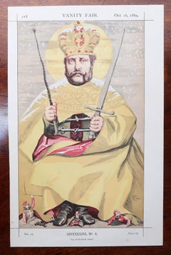 Set of 6 Original Antique Vanity Fair Prints by Coïdé. " Sovereigns " 1869