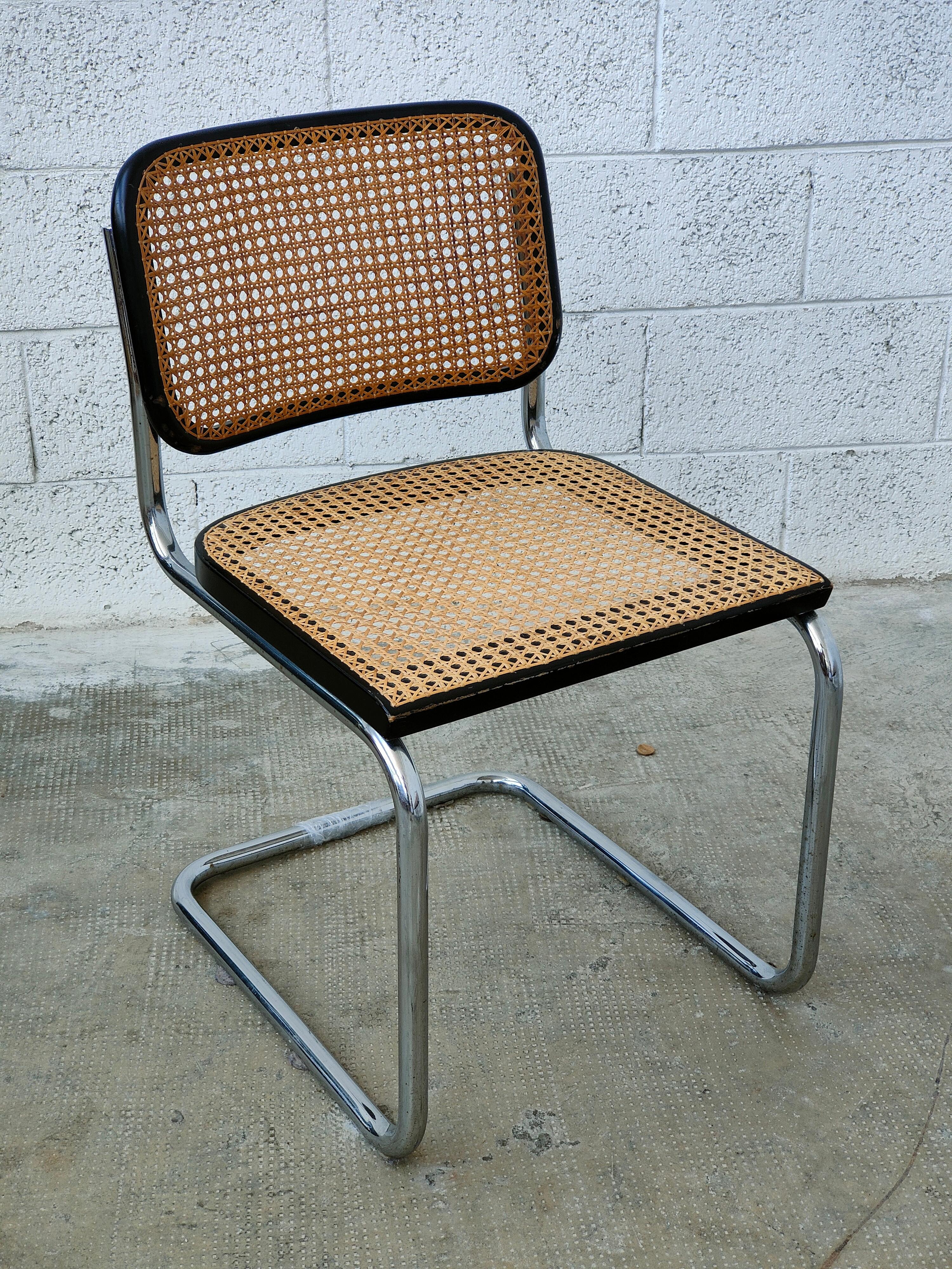 Italian Set of 6 Original Cesca Chairs, by Marcel Breuer for Gavina, Italy