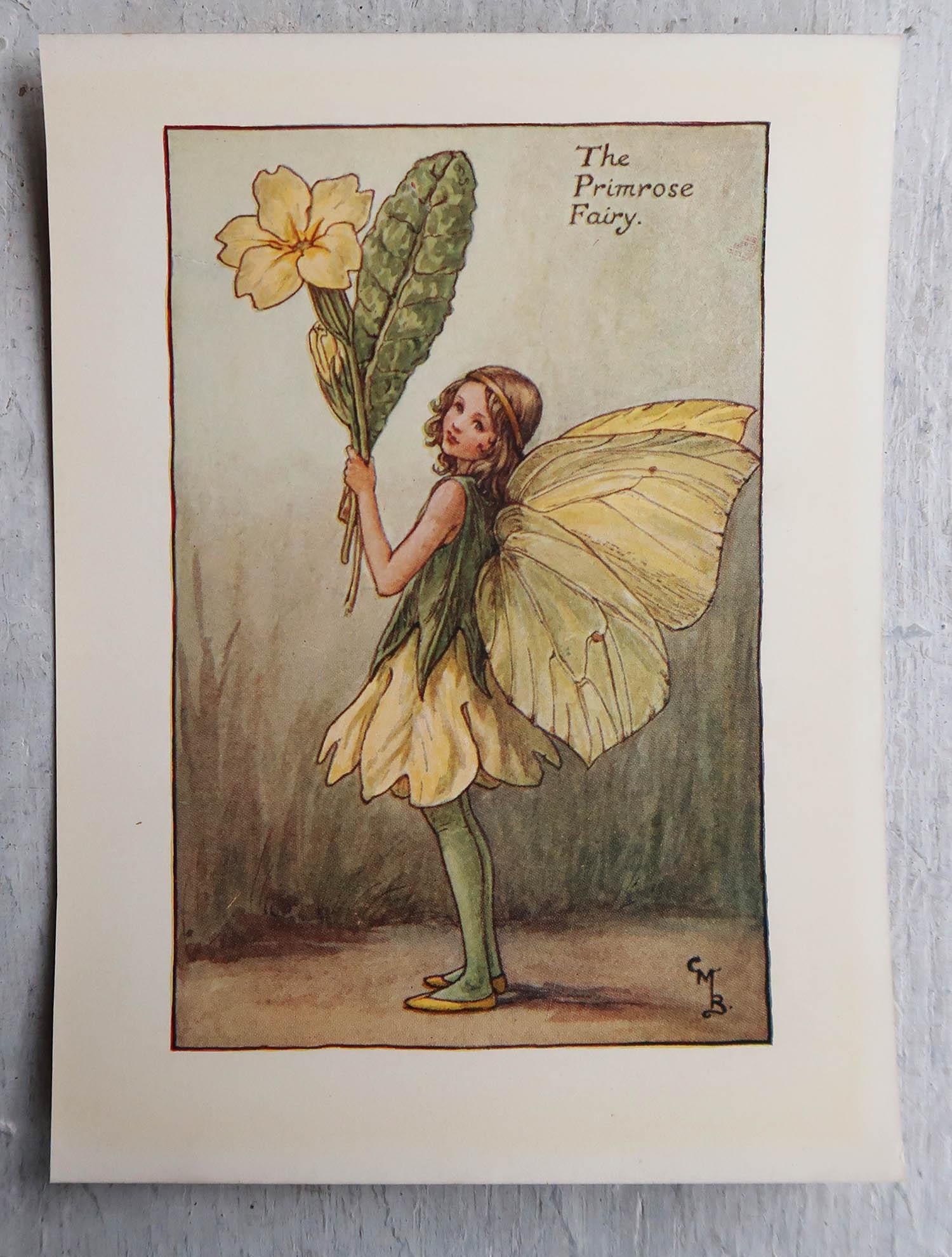 English Set of 6 Original Flower Fairy Prints, circa 1920