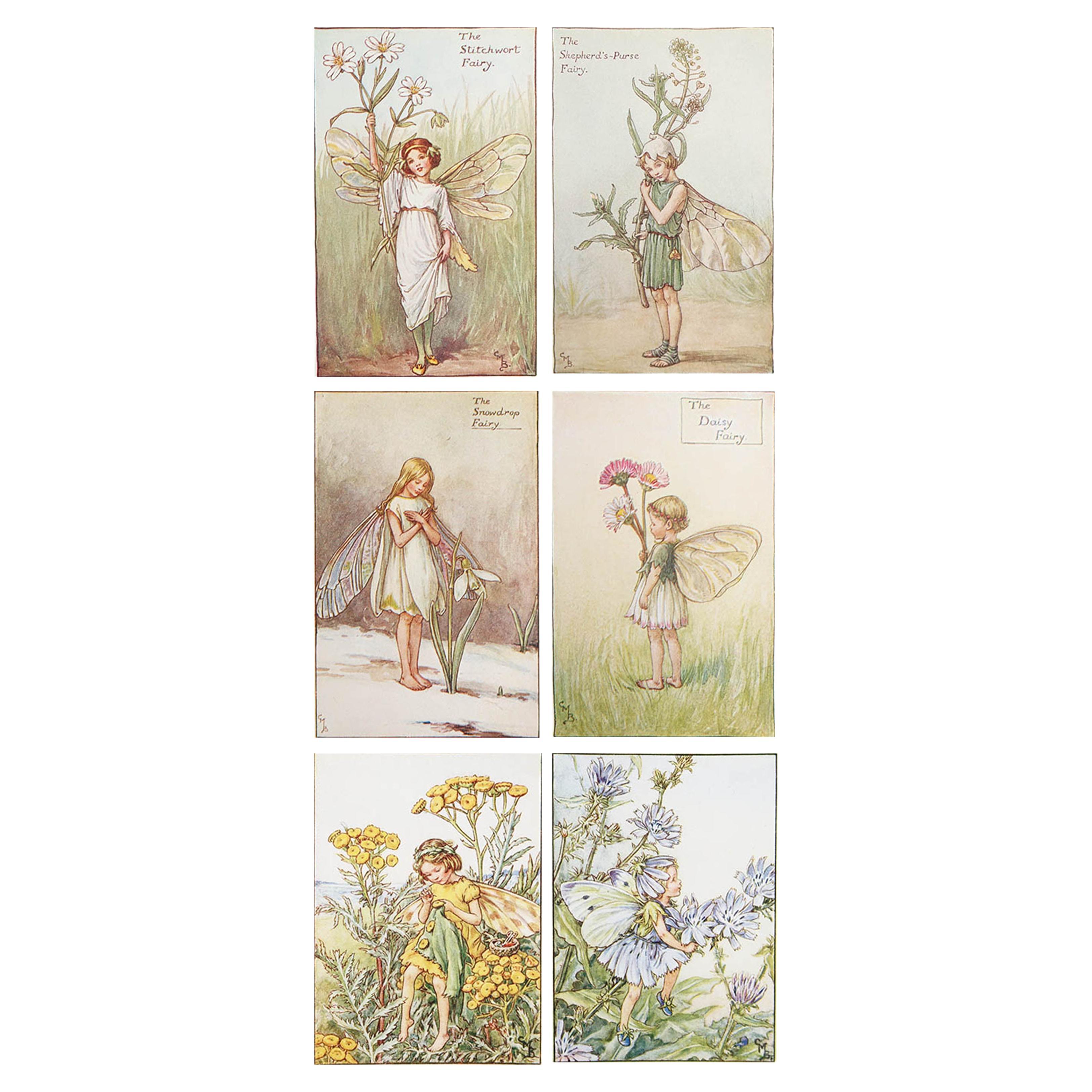 Wonderful set of 6 flower fairy prints

Lovely bright colors

After the artwork by Cicely Mary Barker

Published by Blackie & Son

Unframed.

The measurement given is the paper size of one print.