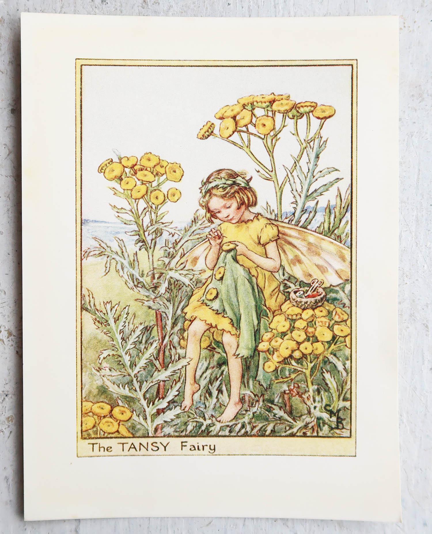 Paper Set of 6 Original Flower Fairy Prints, circa 1930 For Sale