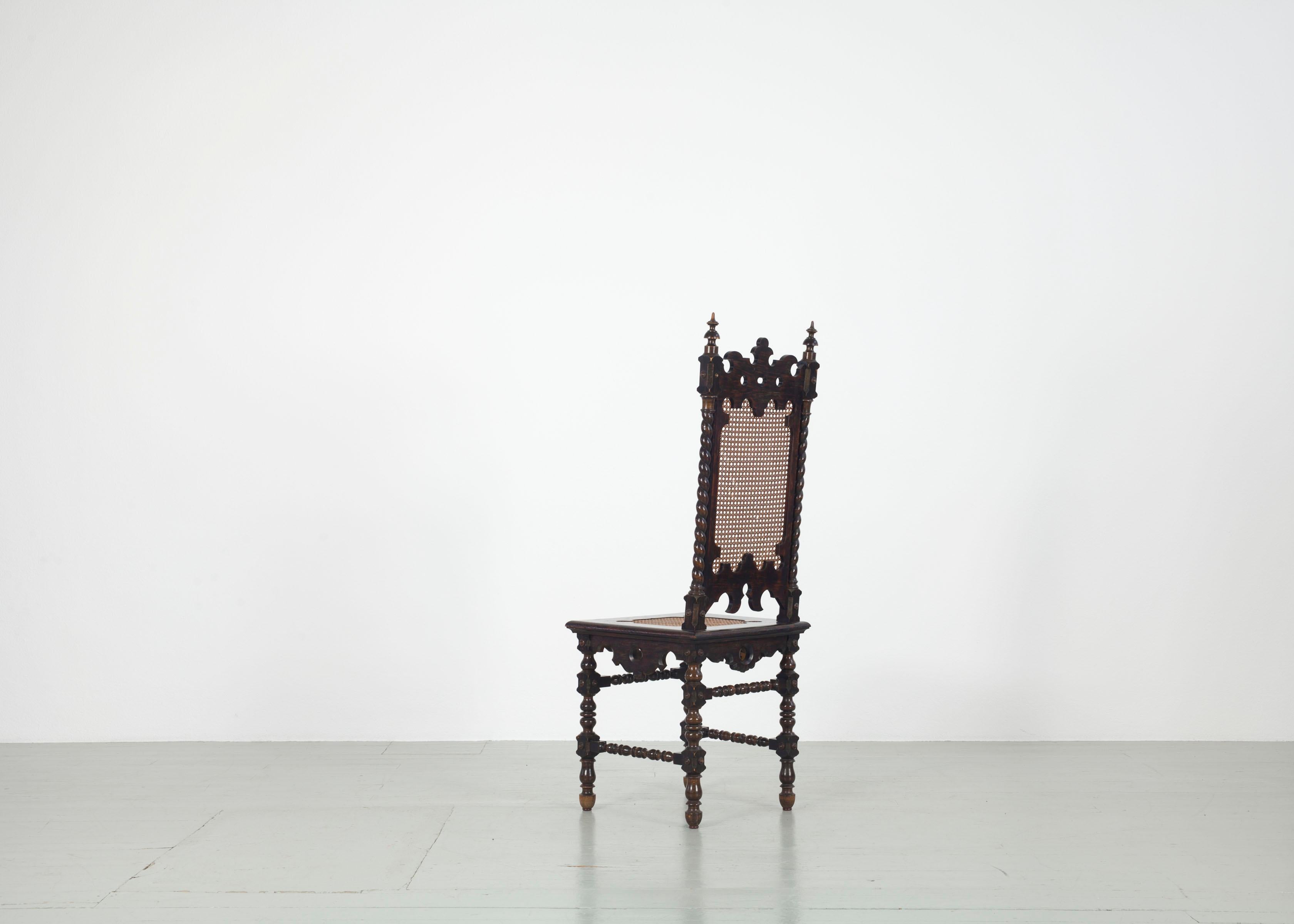 Satz von 6 Original-Stühlen im gotischen Stil des 19. Jahrhunderts (Holz)