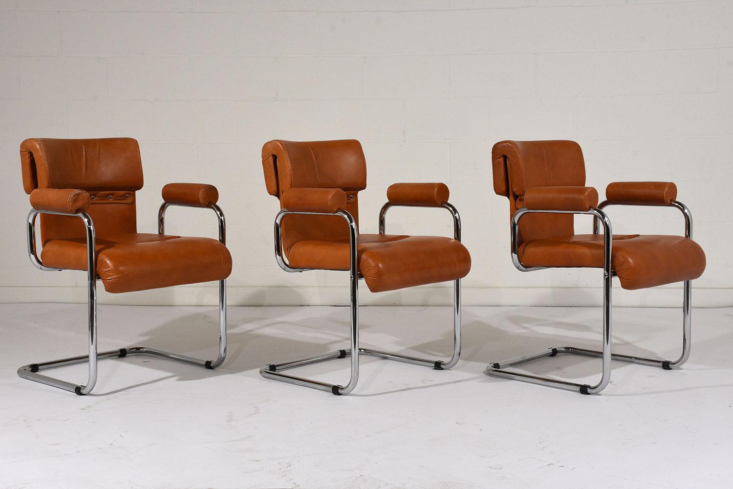 Dyed Set of 6 Leather Chairs by Guido Faleschini for Mariani