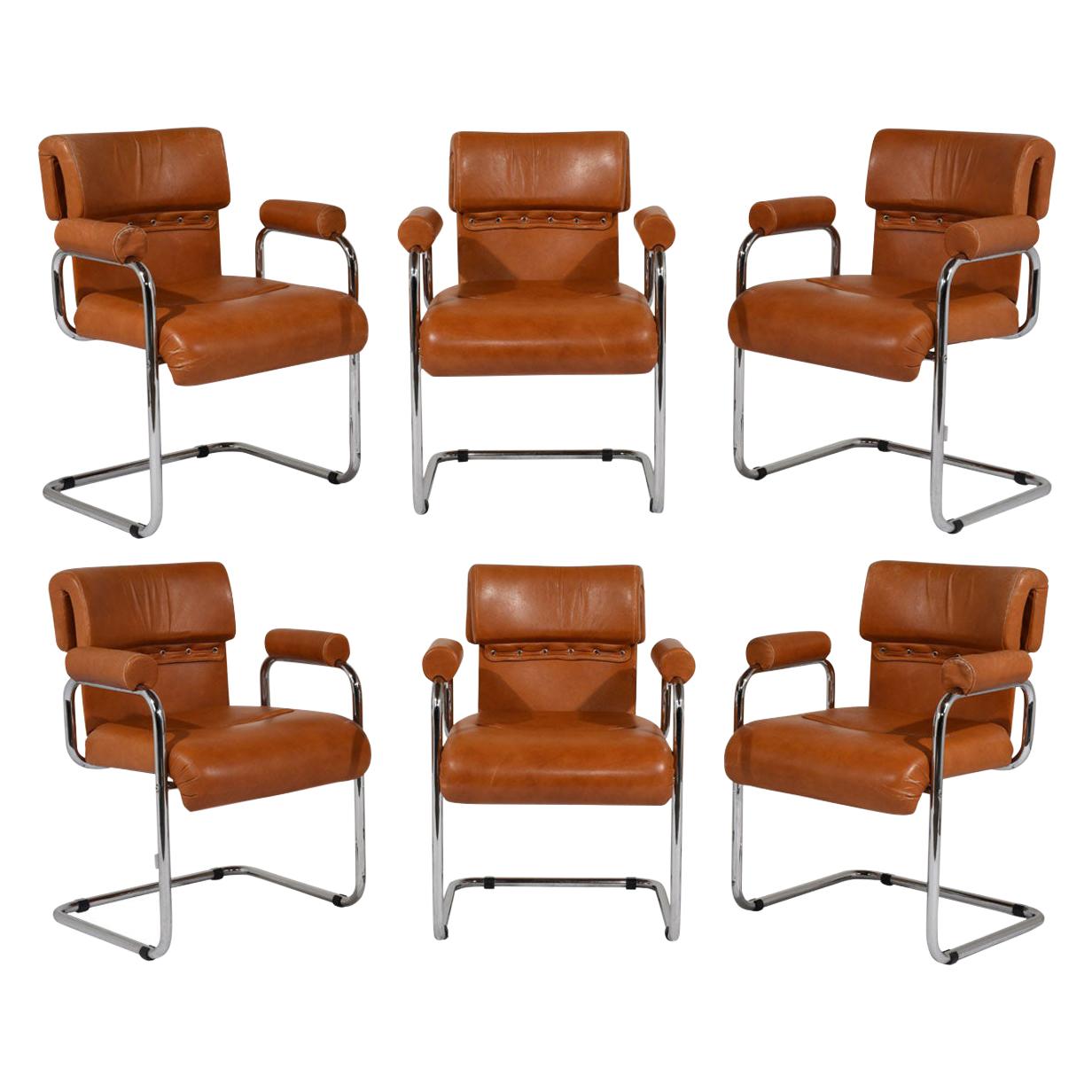 Set of 6 Leather Chairs by Guido Faleschini for Mariani