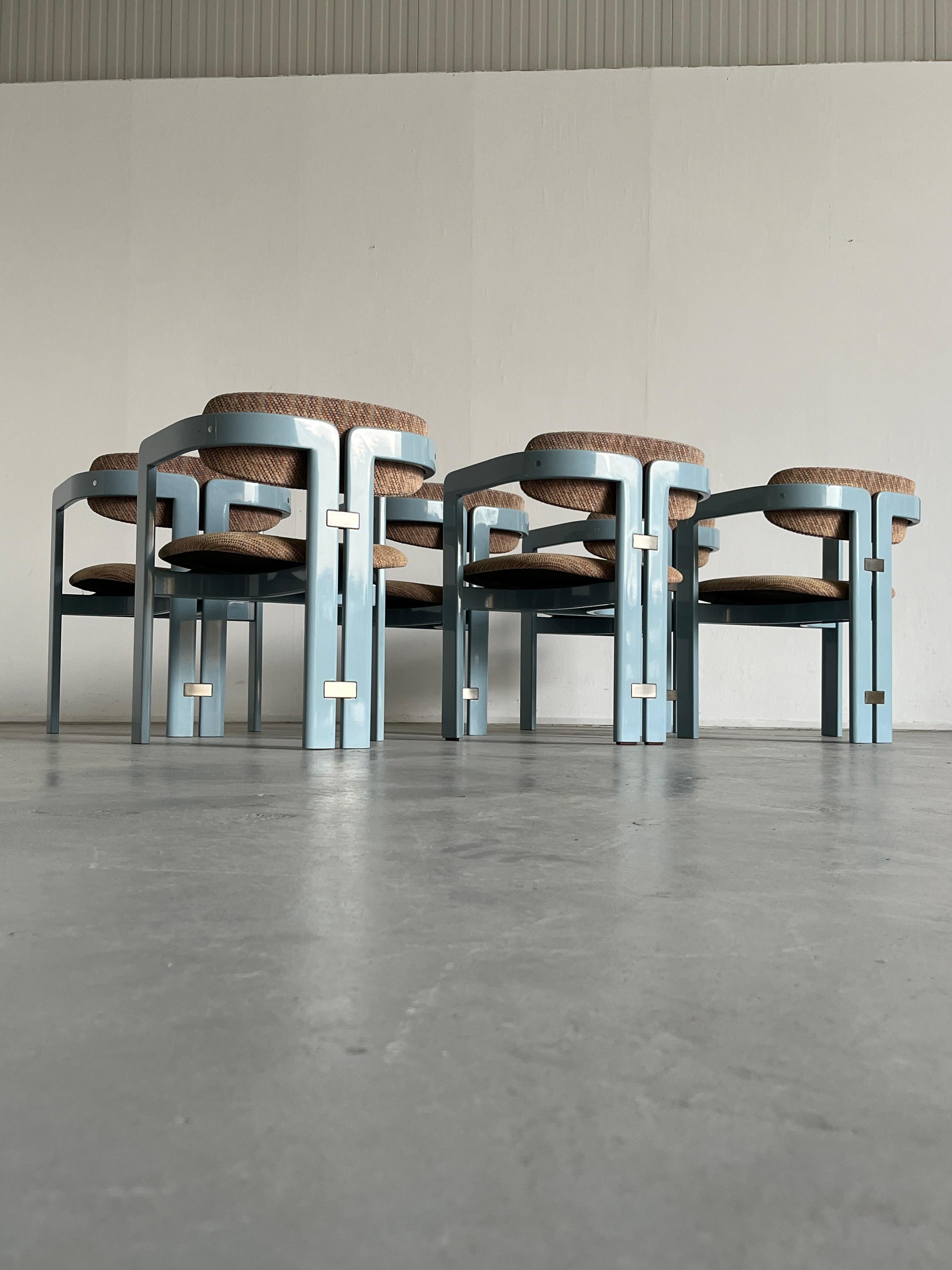 Mid-20th Century Set of 6 Original Mid-Century Pamplona Chairs by Augusto Savini for Pozzi, 1965 For Sale