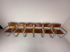 Set of 6 Original Thonet S34 Cantilever Chairs in Cognac Leather & Chrome, 1970s